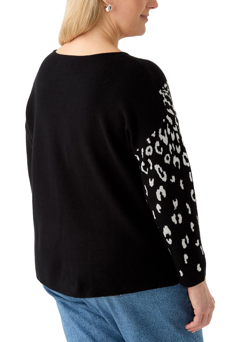 Plus Size Jacquard Graphic Sweater