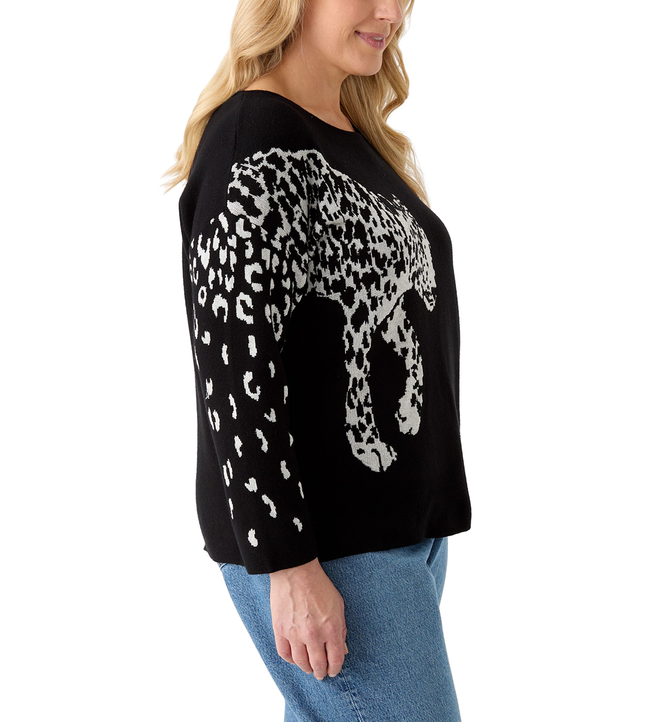 Plus Size Jacquard Graphic Sweater