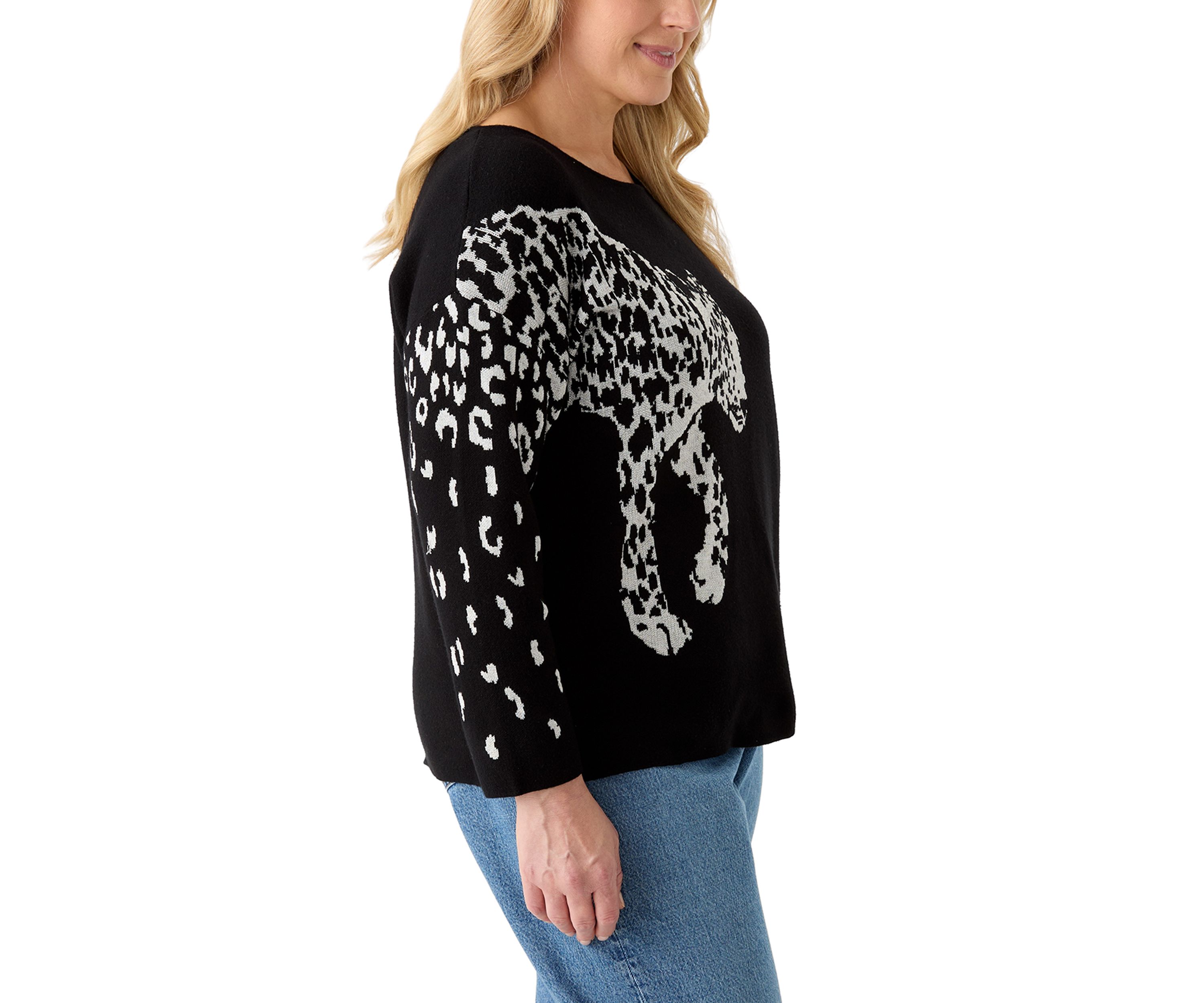 Plus Size Jacquard Graphic Sweater