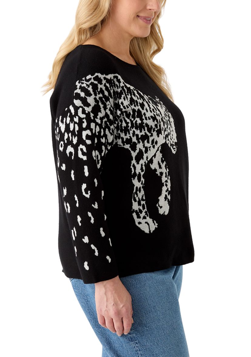 Plus Size Jacquard Graphic Sweater