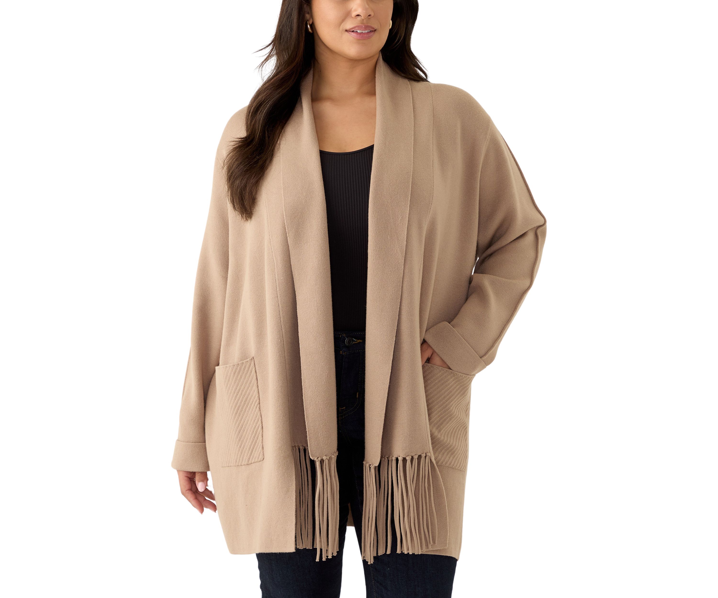 Plus Size Fringe Detail Cardigan 