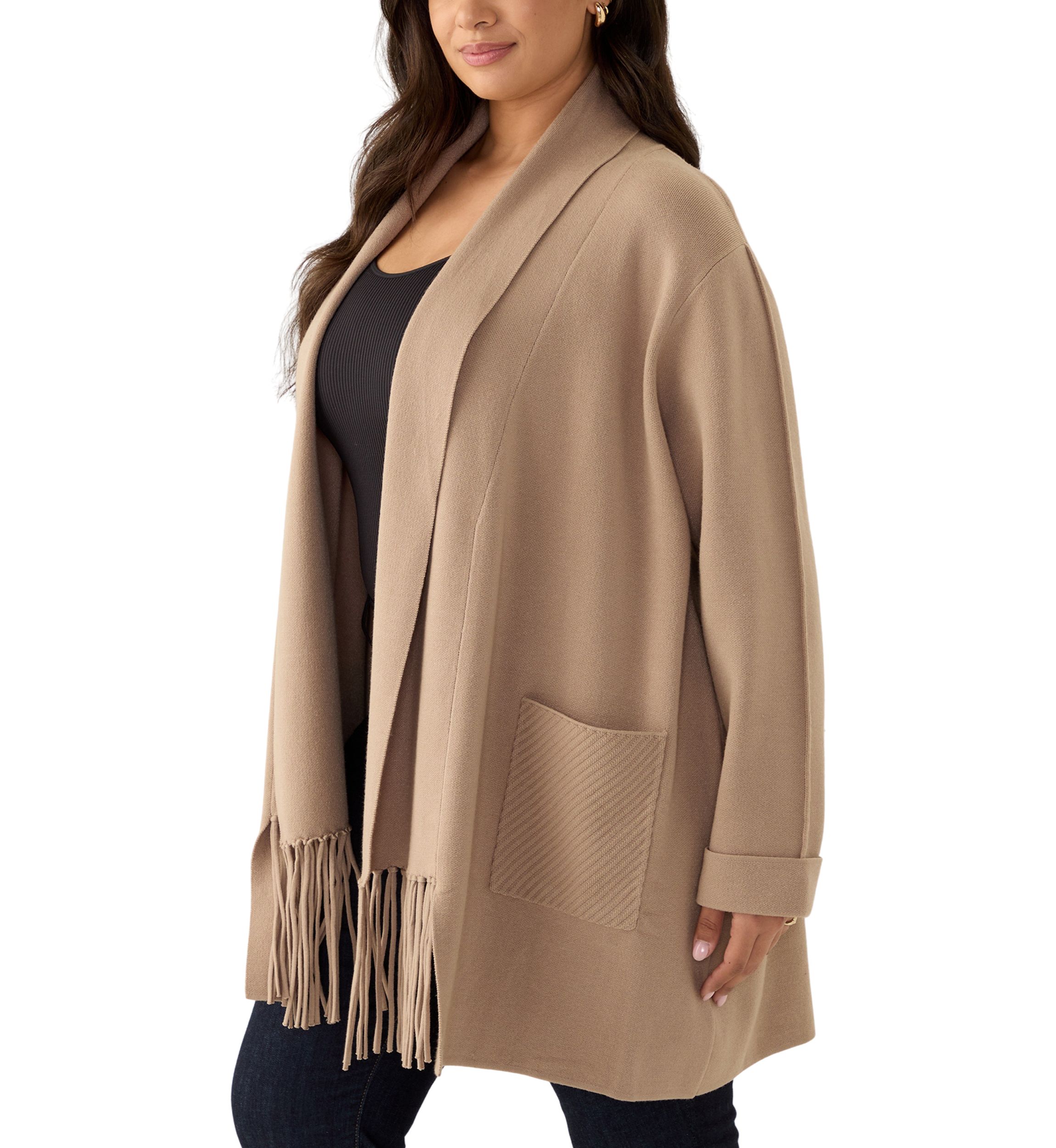 Plus Size Fringe Detail Cardigan 