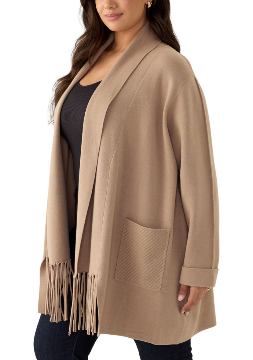 Plus Size Fringe Detail Cardigan 