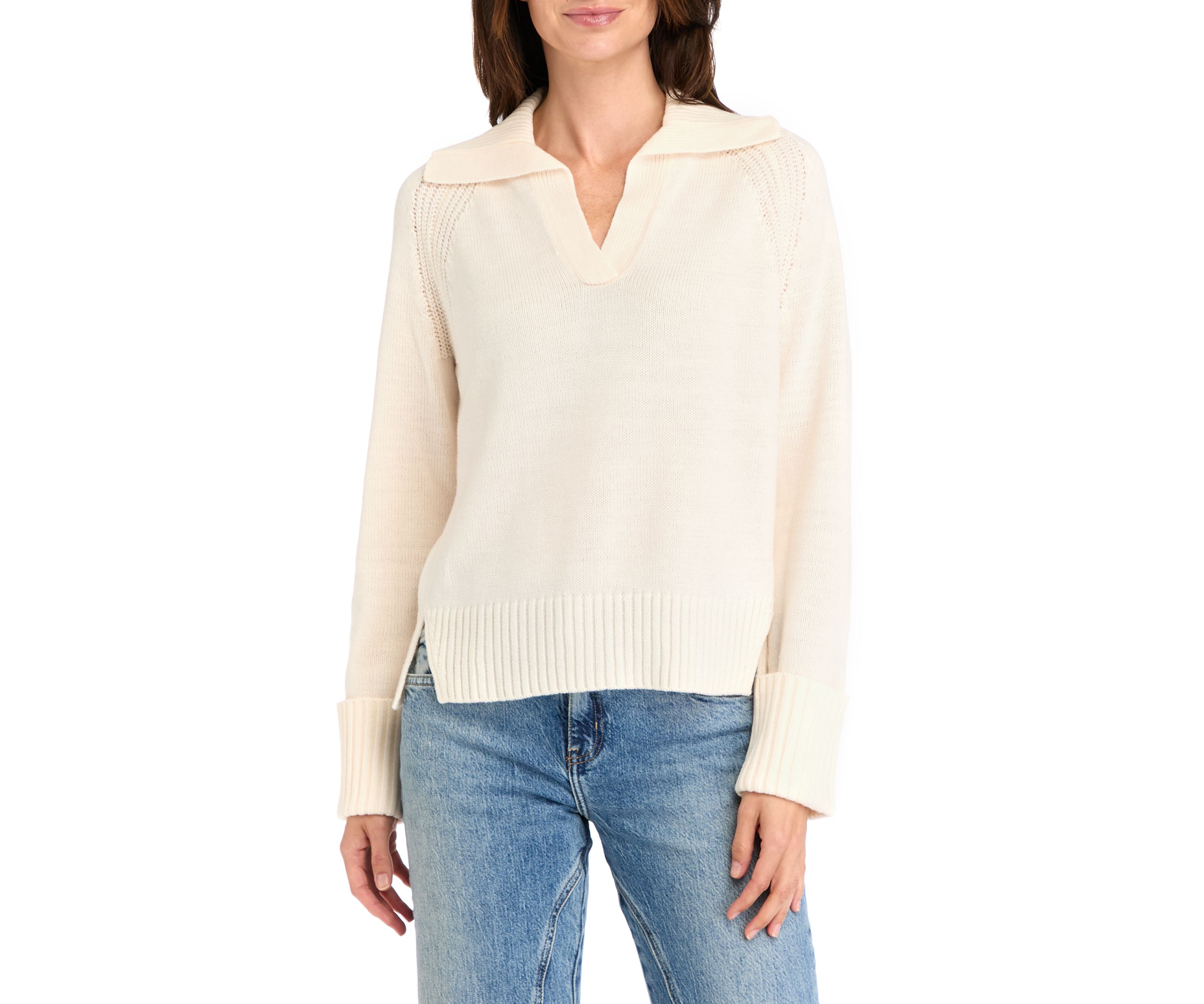 Womens Johnny Collar Sweater 