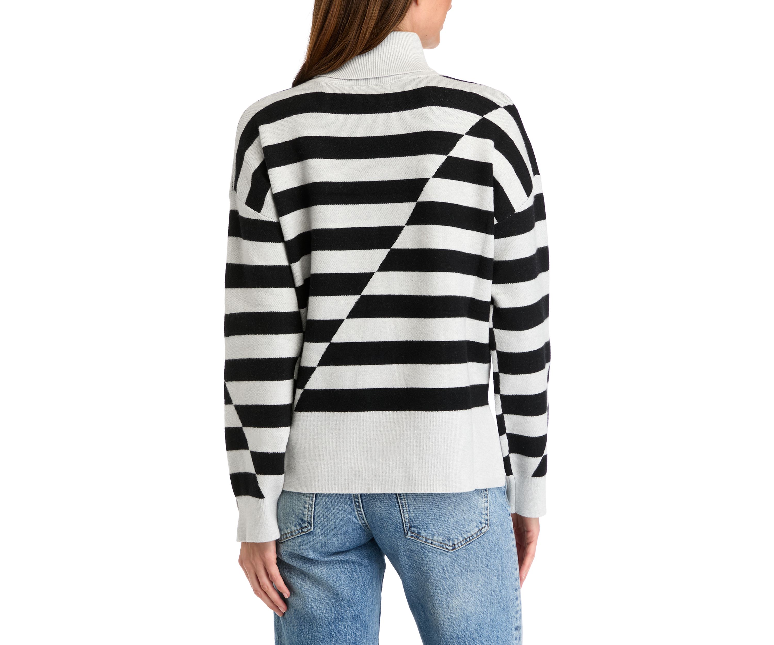 Womens Striped Turtleneck Sweater