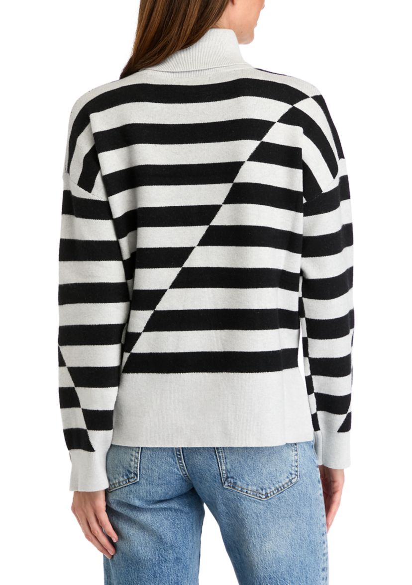 Womens Striped Turtleneck Sweater