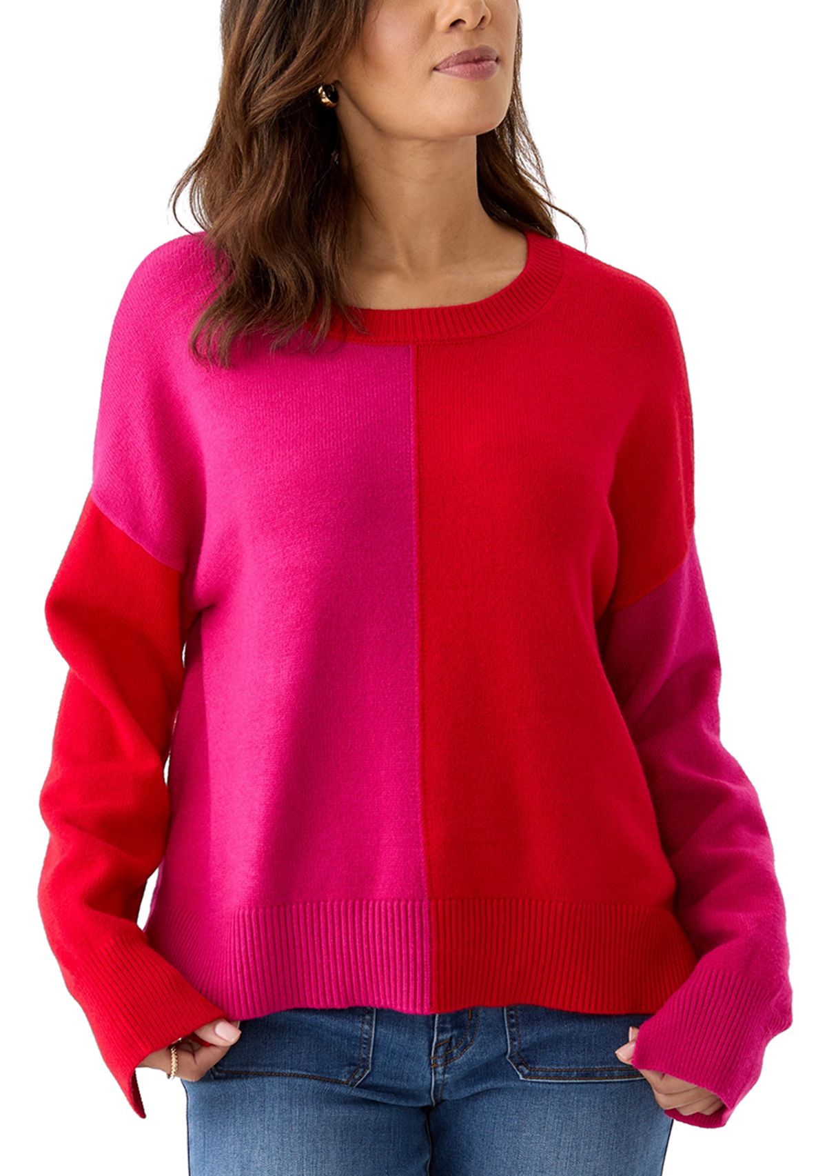 Womens Color Block Sweater 