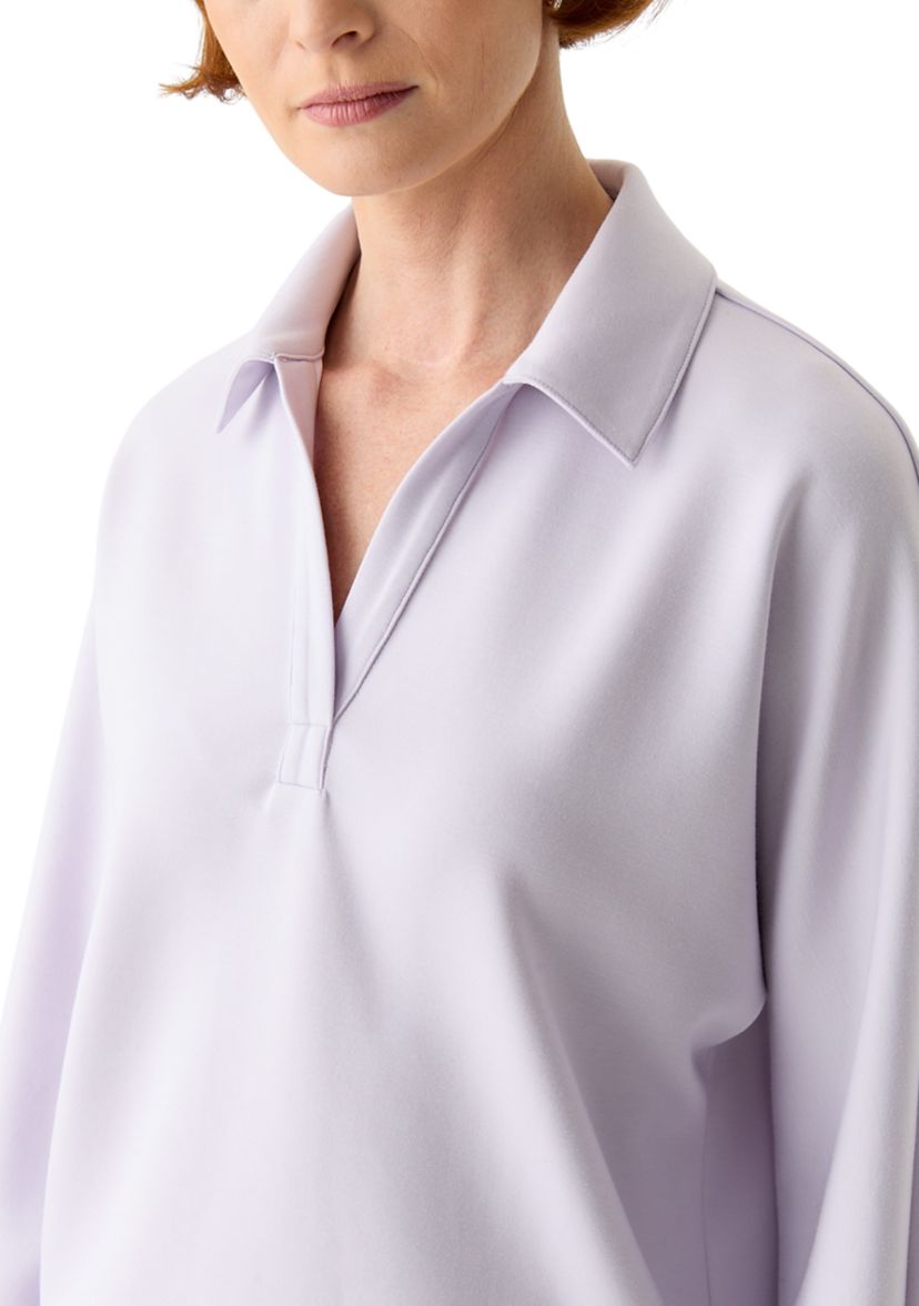 Womens Long Dolman Sleeve Split Neck Polo Collar Top