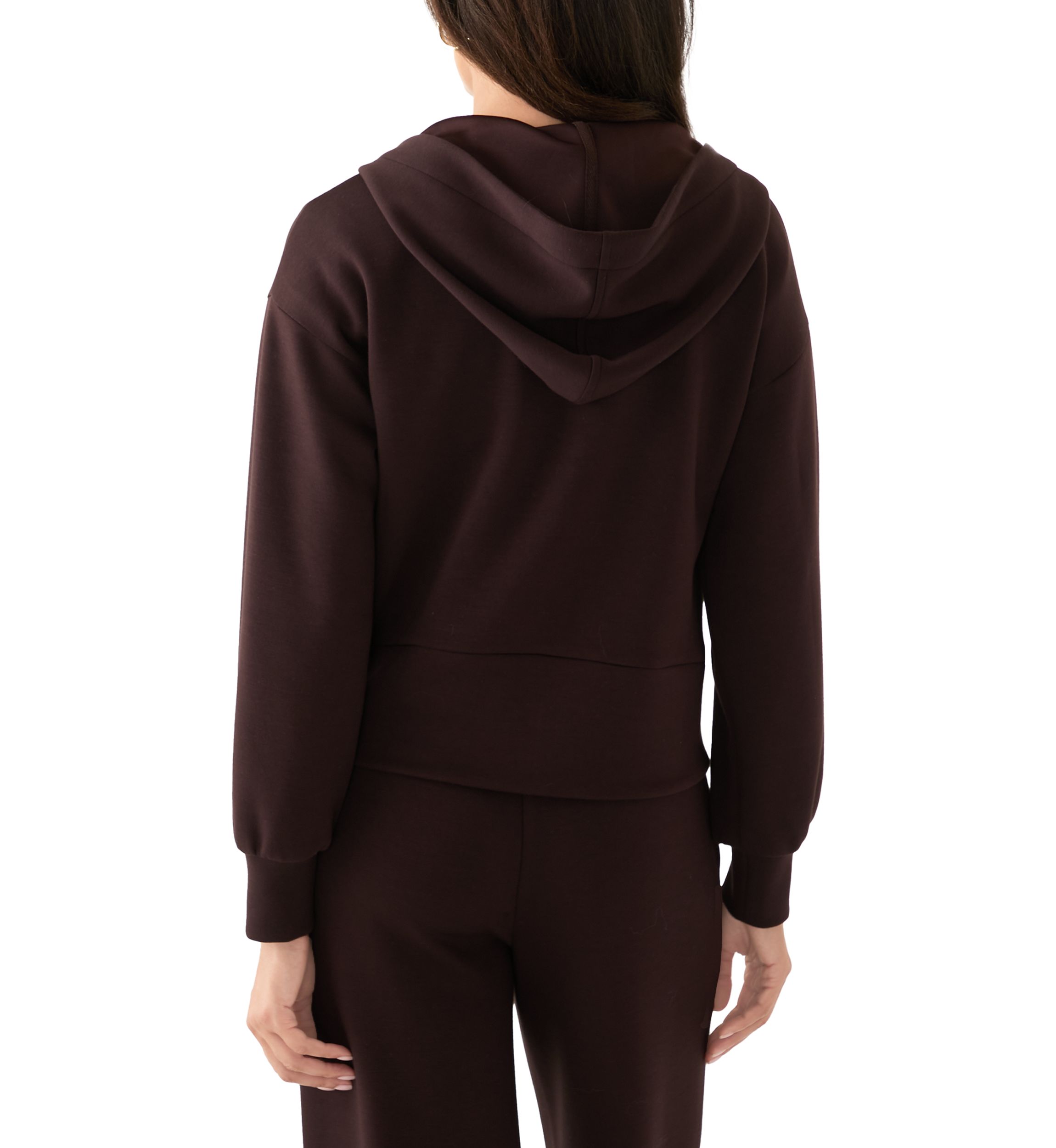 Womens Long Sleeve Zip Up Scuba Hoodie