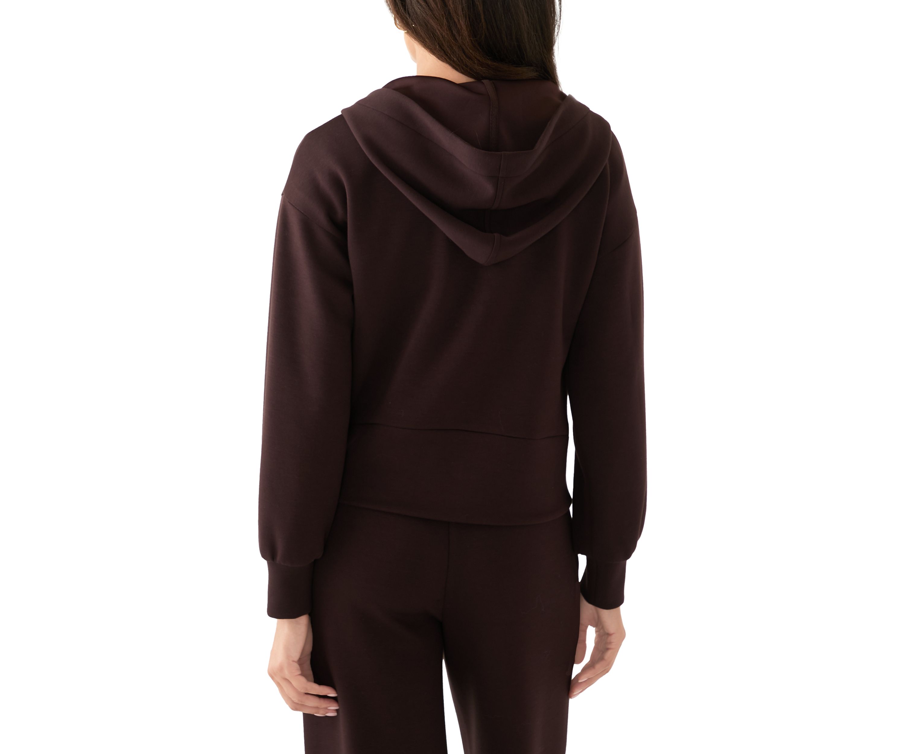 Womens Long Sleeve Zip Up Scuba Hoodie