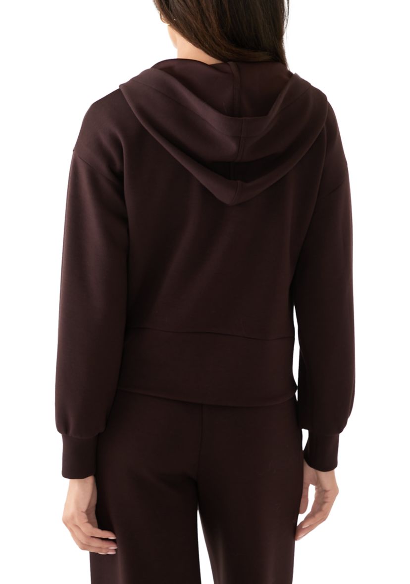 Womens Long Sleeve Zip Up Scuba Hoodie