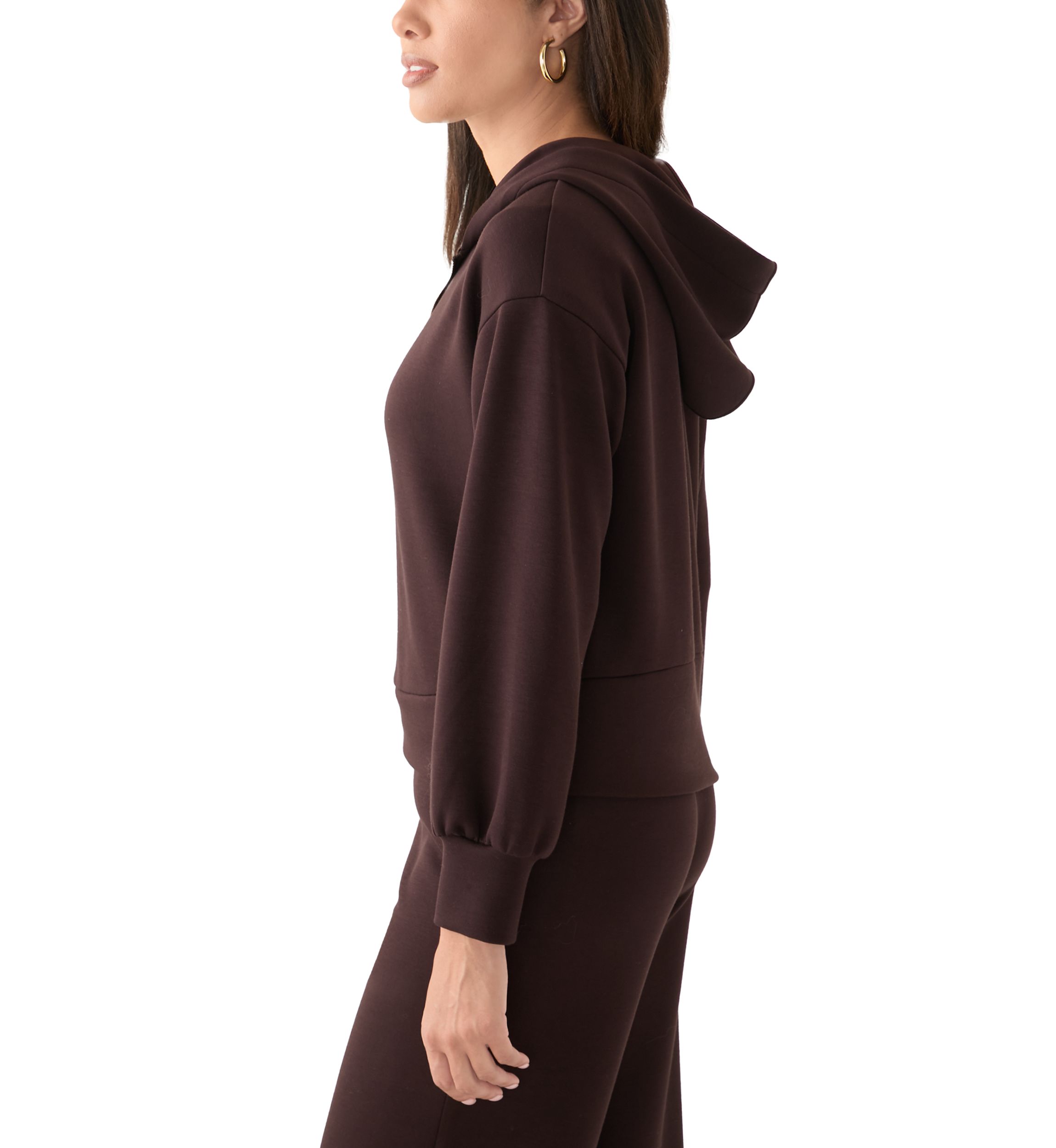 Womens Long Sleeve Zip Up Scuba Hoodie