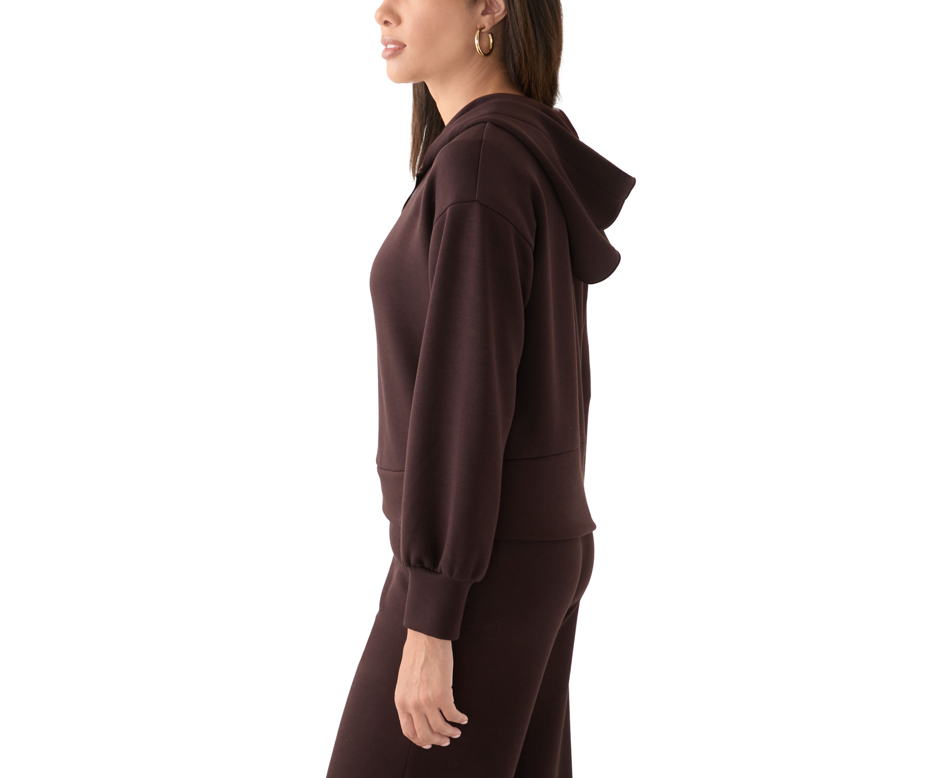 Womens Long Sleeve Zip Up Scuba Hoodie
