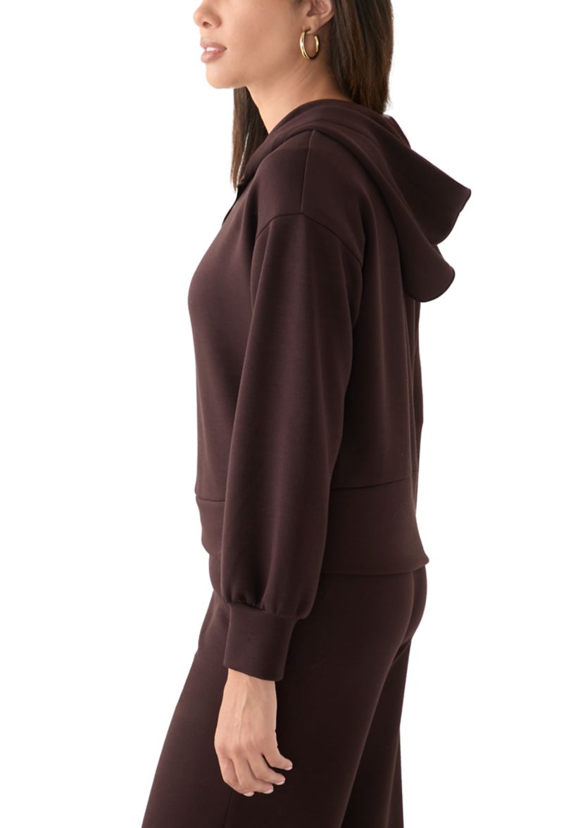 Womens Long Sleeve Zip Up Scuba Hoodie
