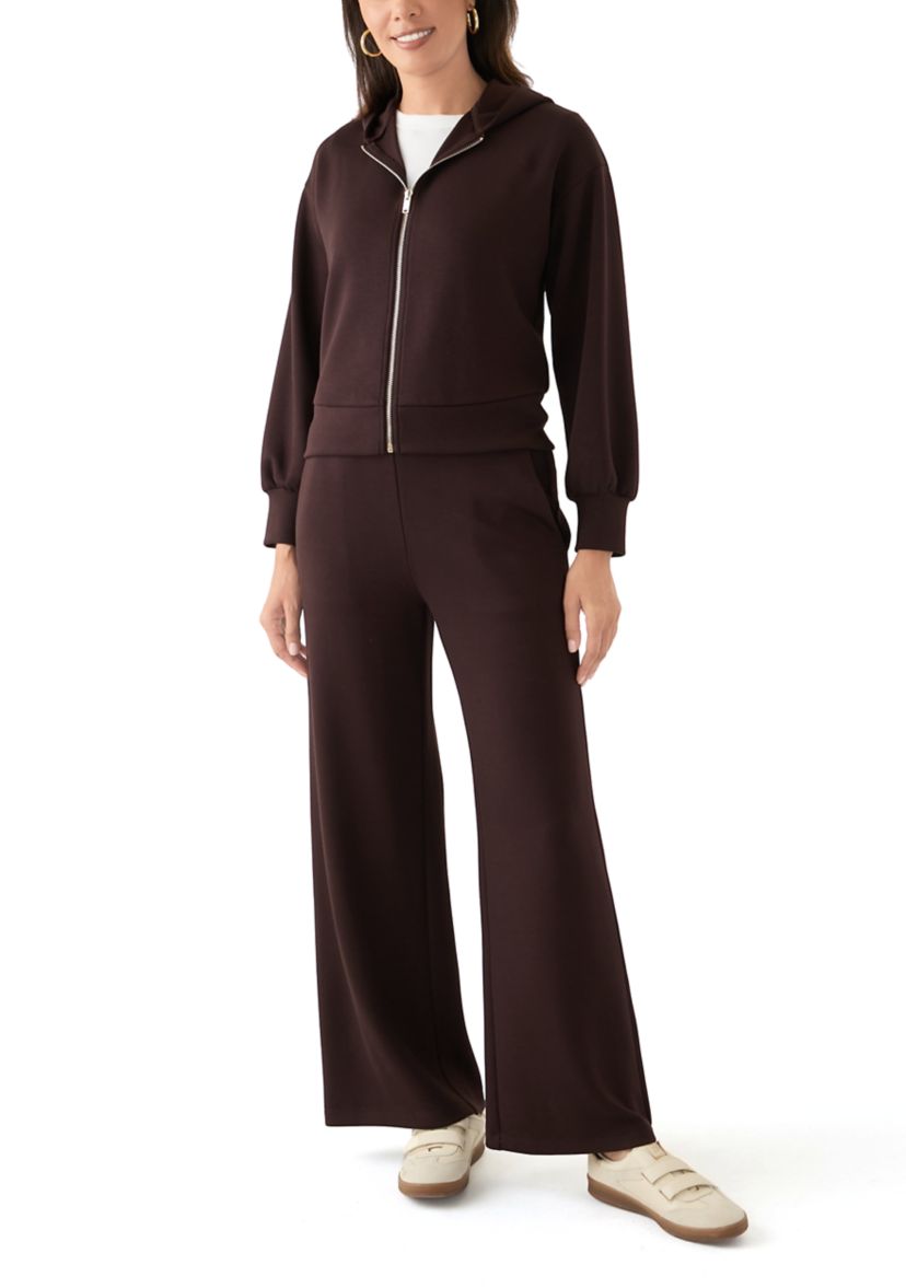 Womens Long Sleeve Zip Up Scuba Hoodie