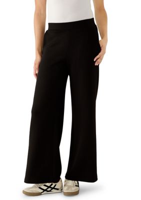 MUSE Republic Clothing Women's Wide Leg Scuba Pants, Black, Small