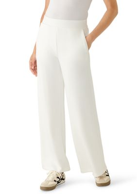 MUSE Republic Clothing Women's Wide Leg Scuba Pants, Ivory, Small