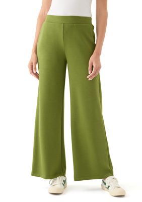 MUSE Republic Clothing Women's Wide Leg Scuba Pants, Green, XL