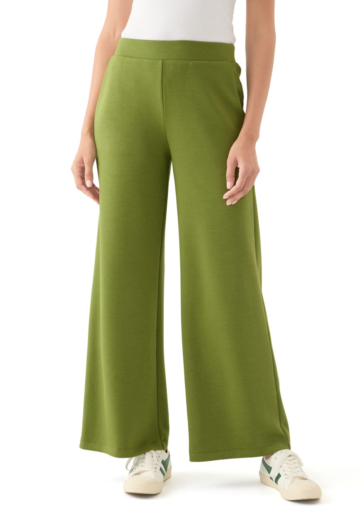 Womens Wide Leg Scuba Pants