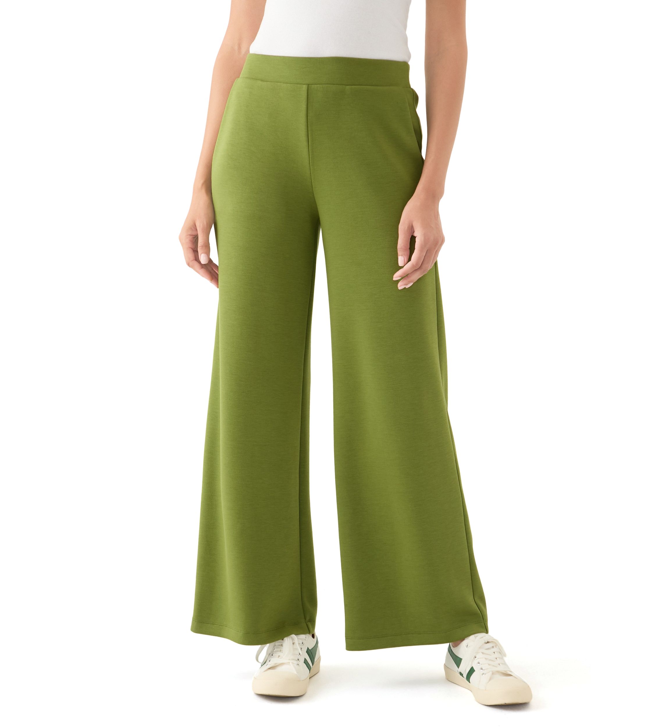 Womens Wide Leg Scuba Pants