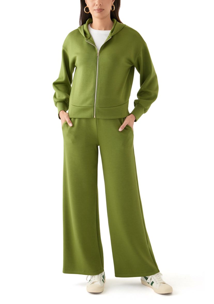 Womens Wide Leg Scuba Pants