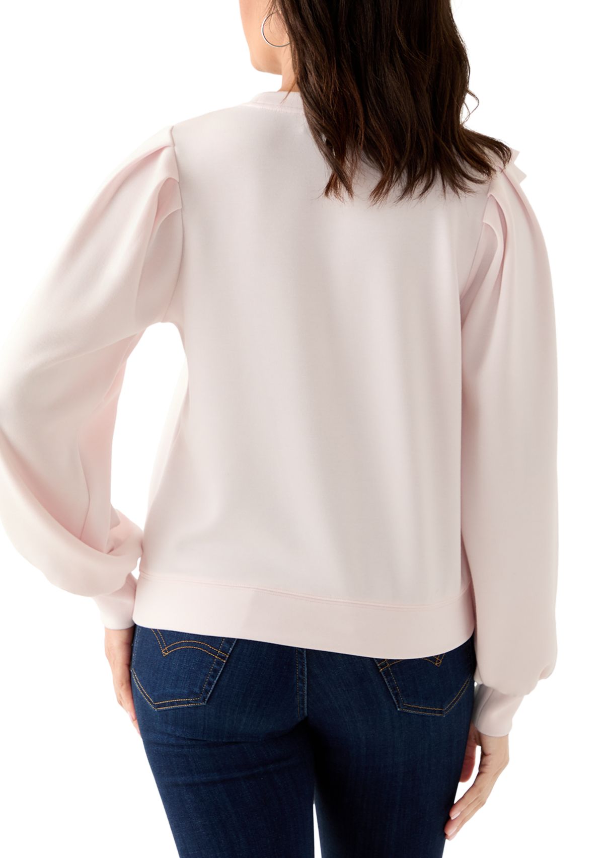 Womens Puff Sleeve Bow Sweatshirt