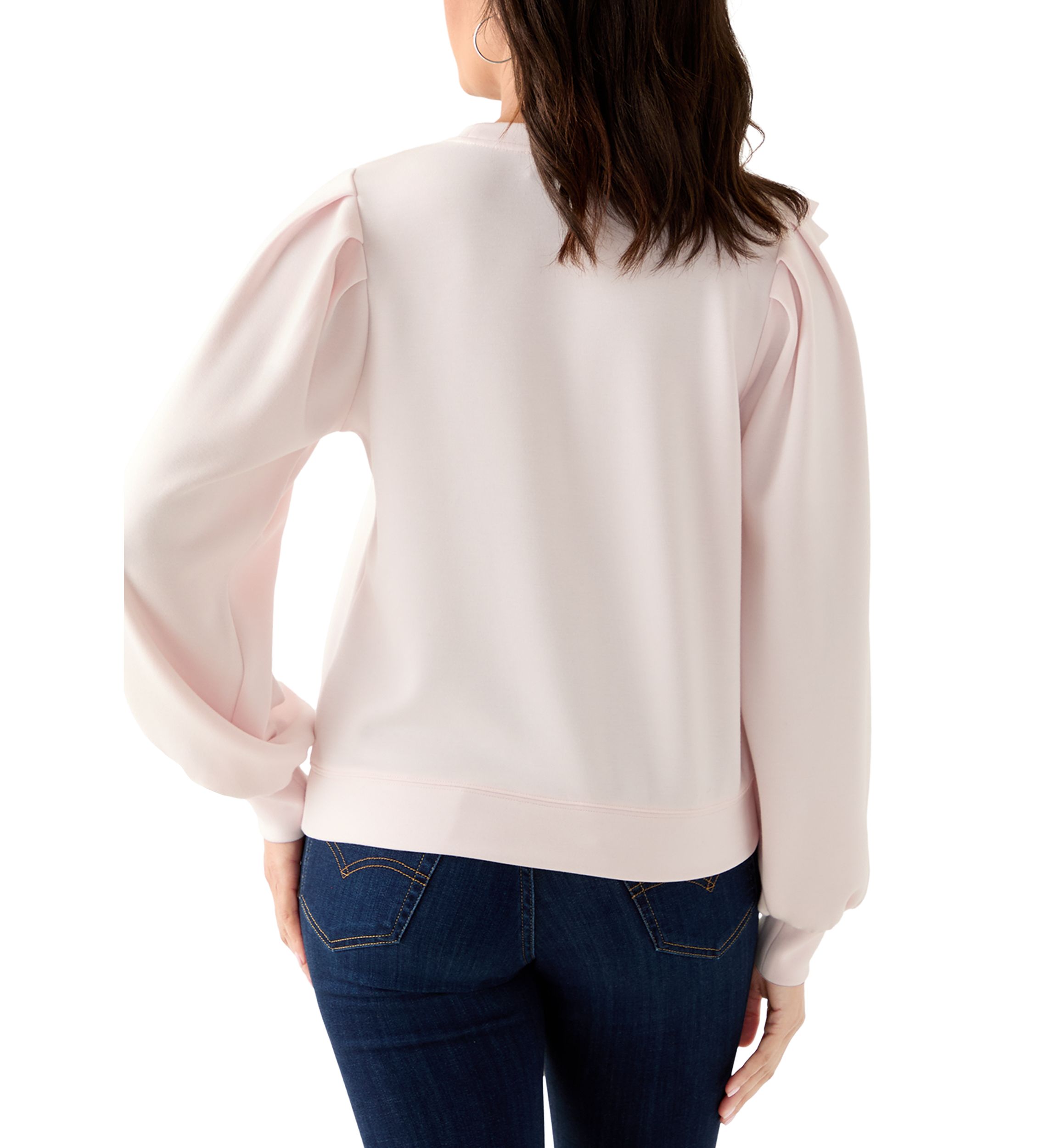 Womens Puff Sleeve Bow Sweatshirt