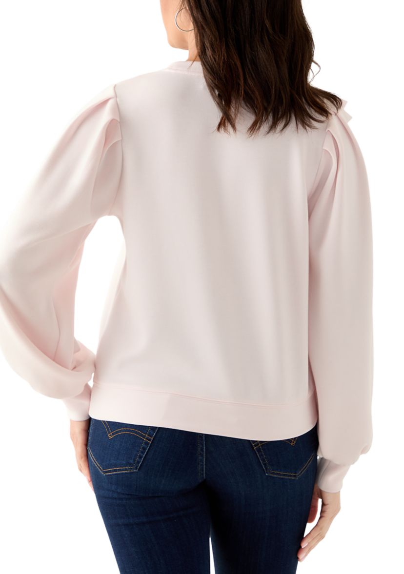 Womens Puff Sleeve Bow Sweatshirt