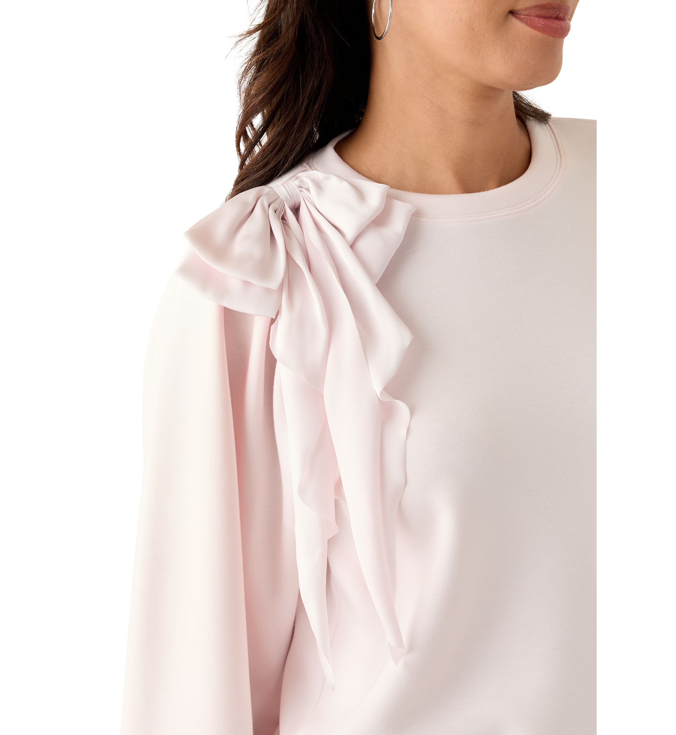 Womens Puff Sleeve Bow Sweatshirt