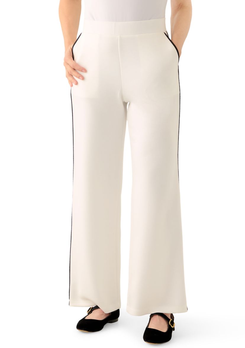 Womens Scuba Pants with Satin Piping