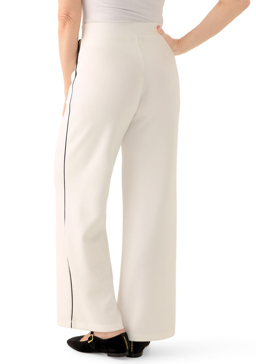 Womens Scuba Pants with Satin Piping