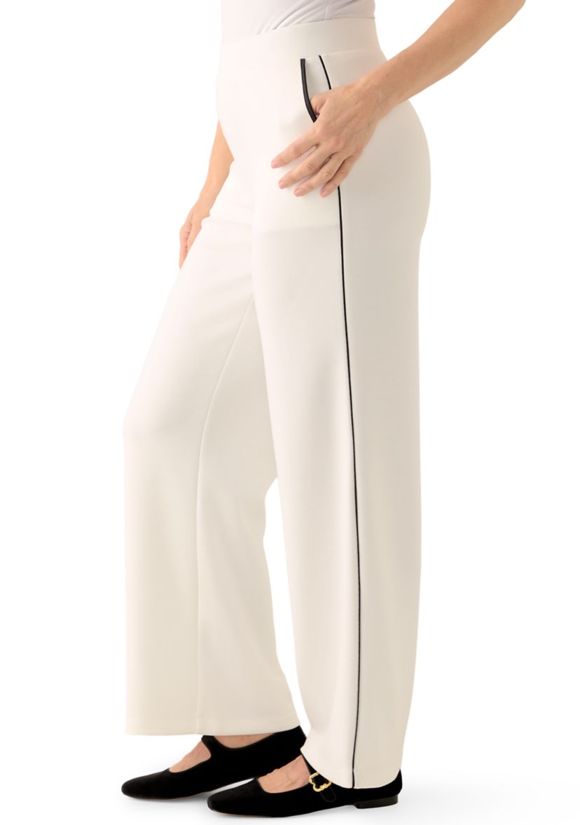 Womens Scuba Pants with Satin Piping