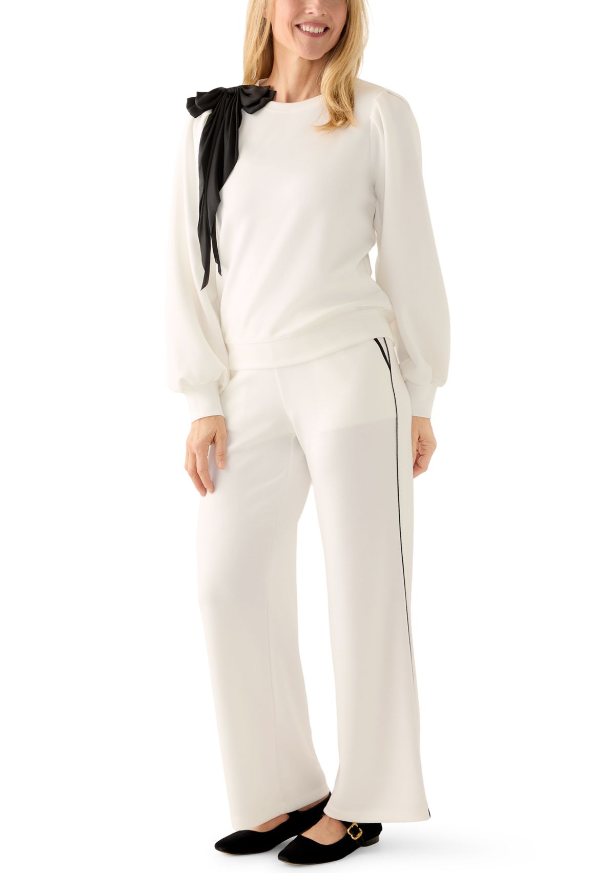Womens Scuba Pants with Satin Piping
