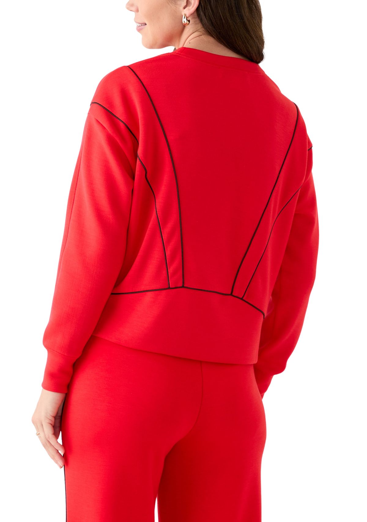 Womens Satin Piped Sweatshirt