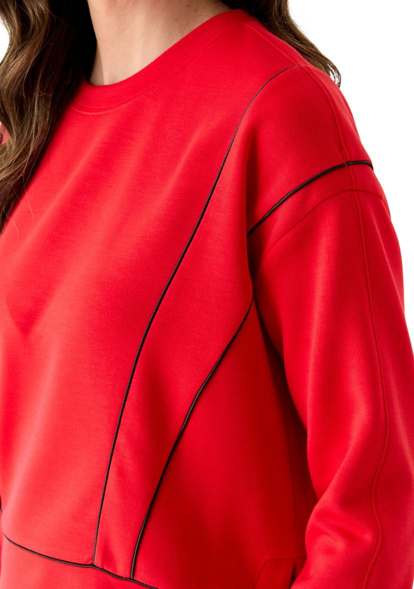 Womens Satin Piped Sweatshirt