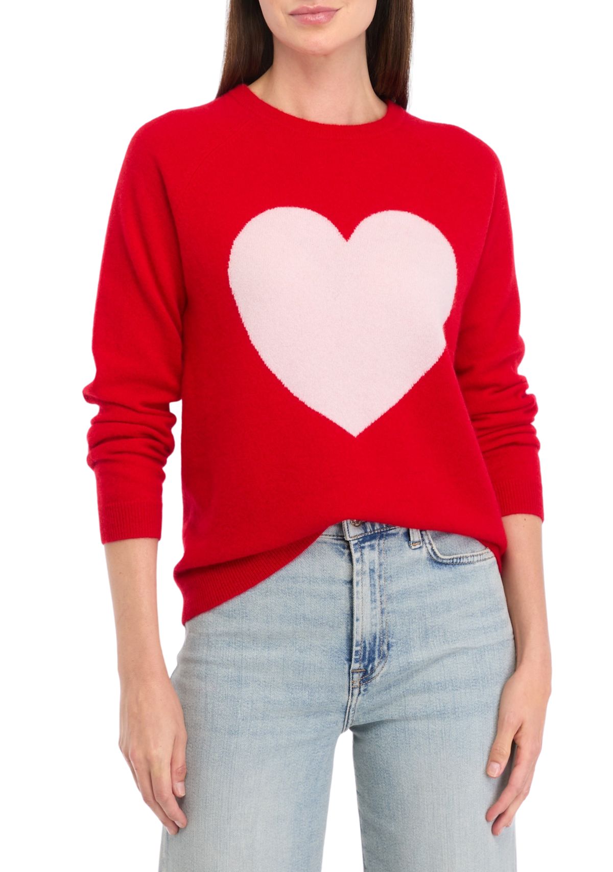 Womens Cashmere Heart Crew Neck Sweater