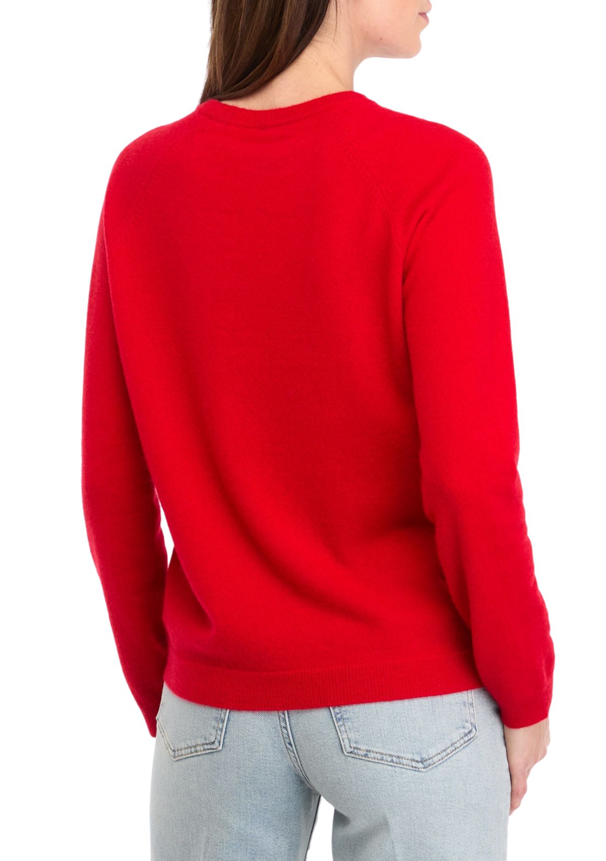 Womens Cashmere Heart Crew Neck Sweater