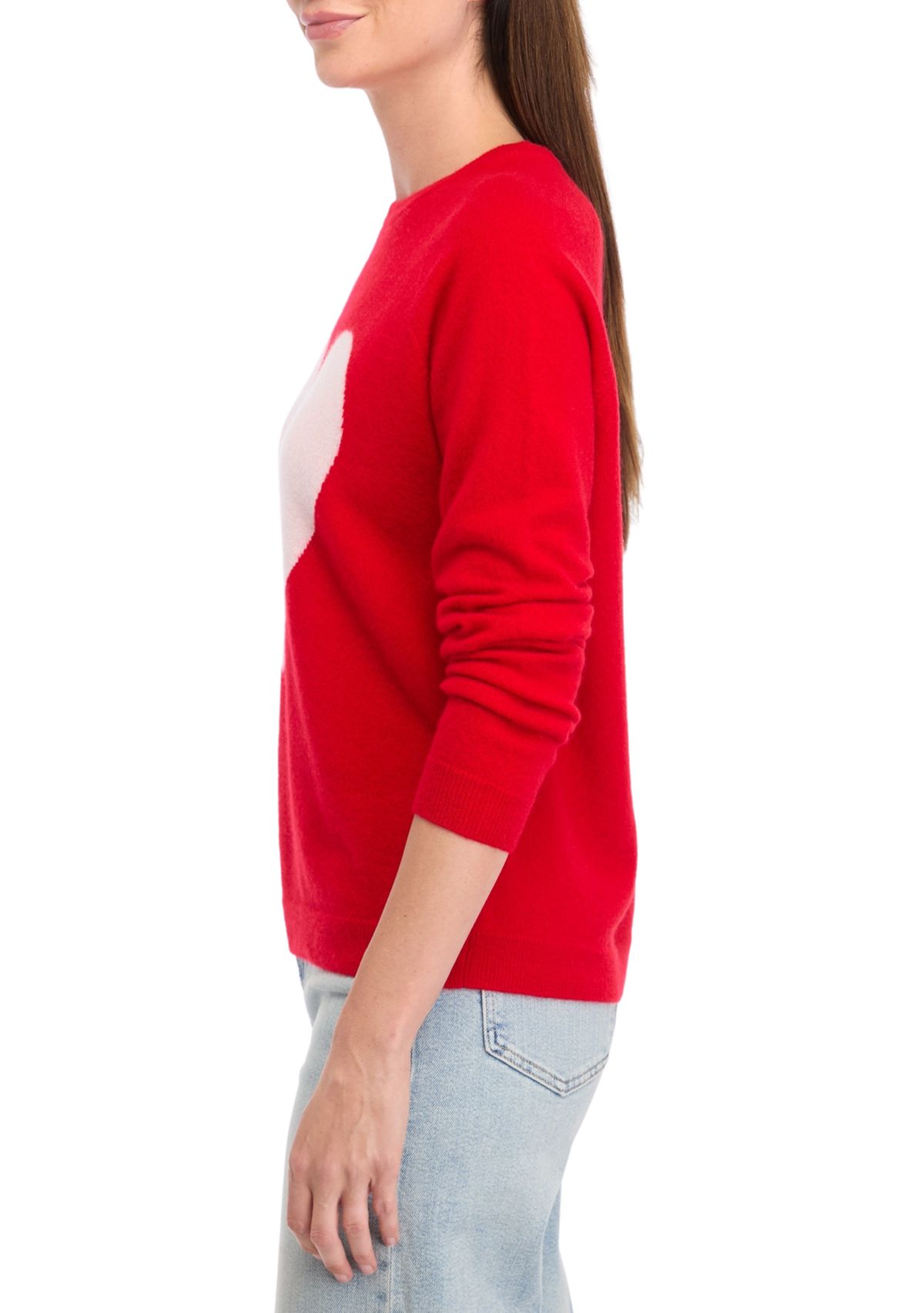 Womens Cashmere Heart Crew Neck Sweater