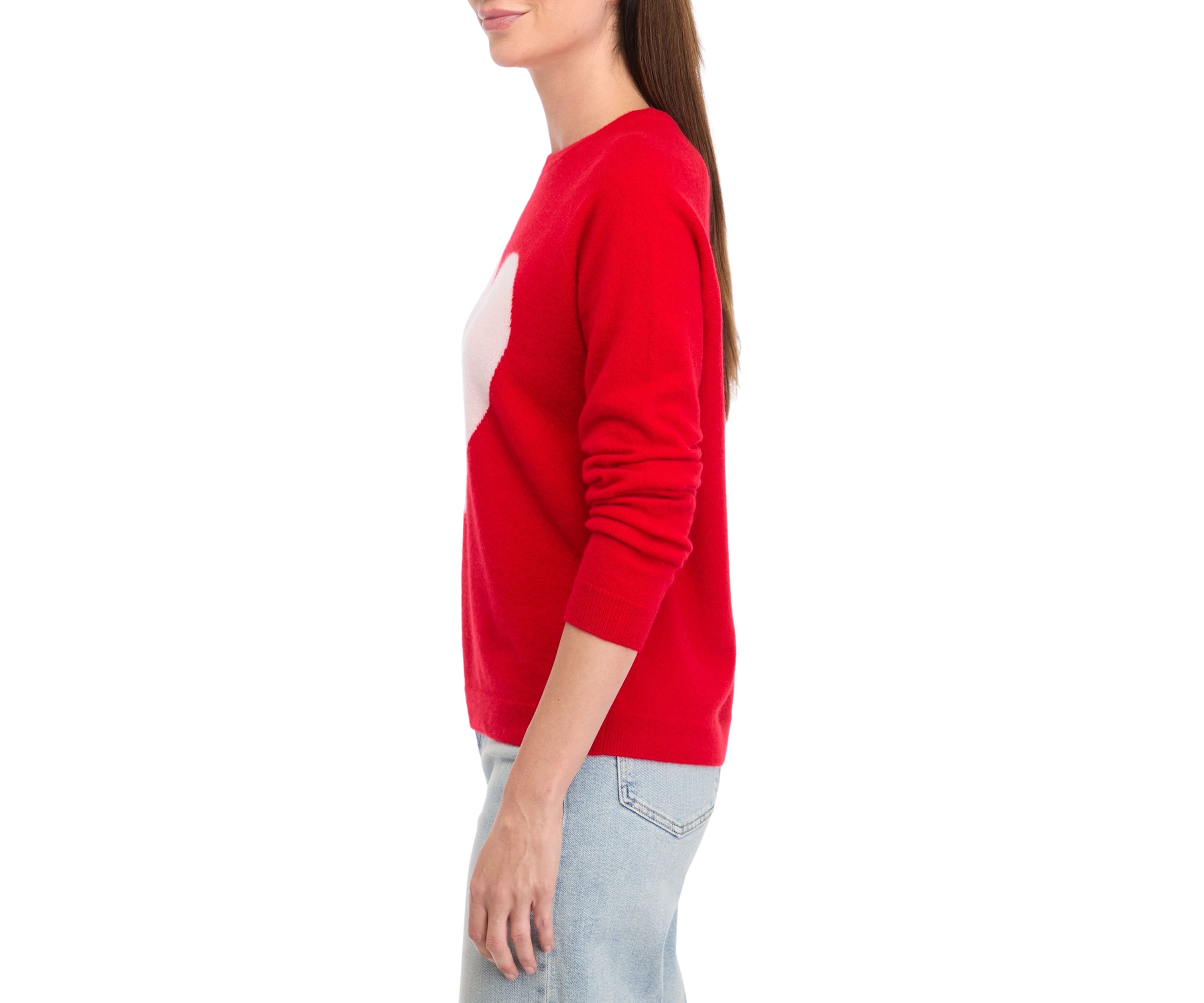 Womens Cashmere Heart Crew Neck Sweater