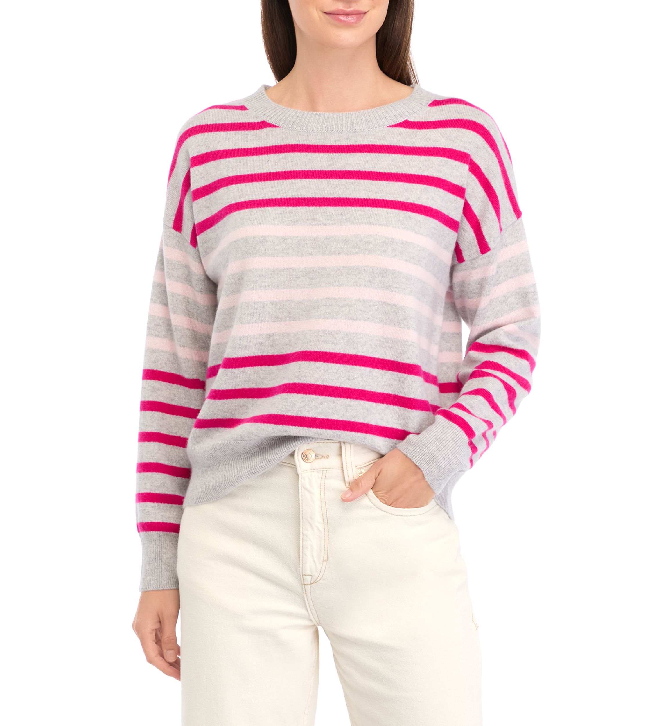 Womens Cashmere Striped Sweater 