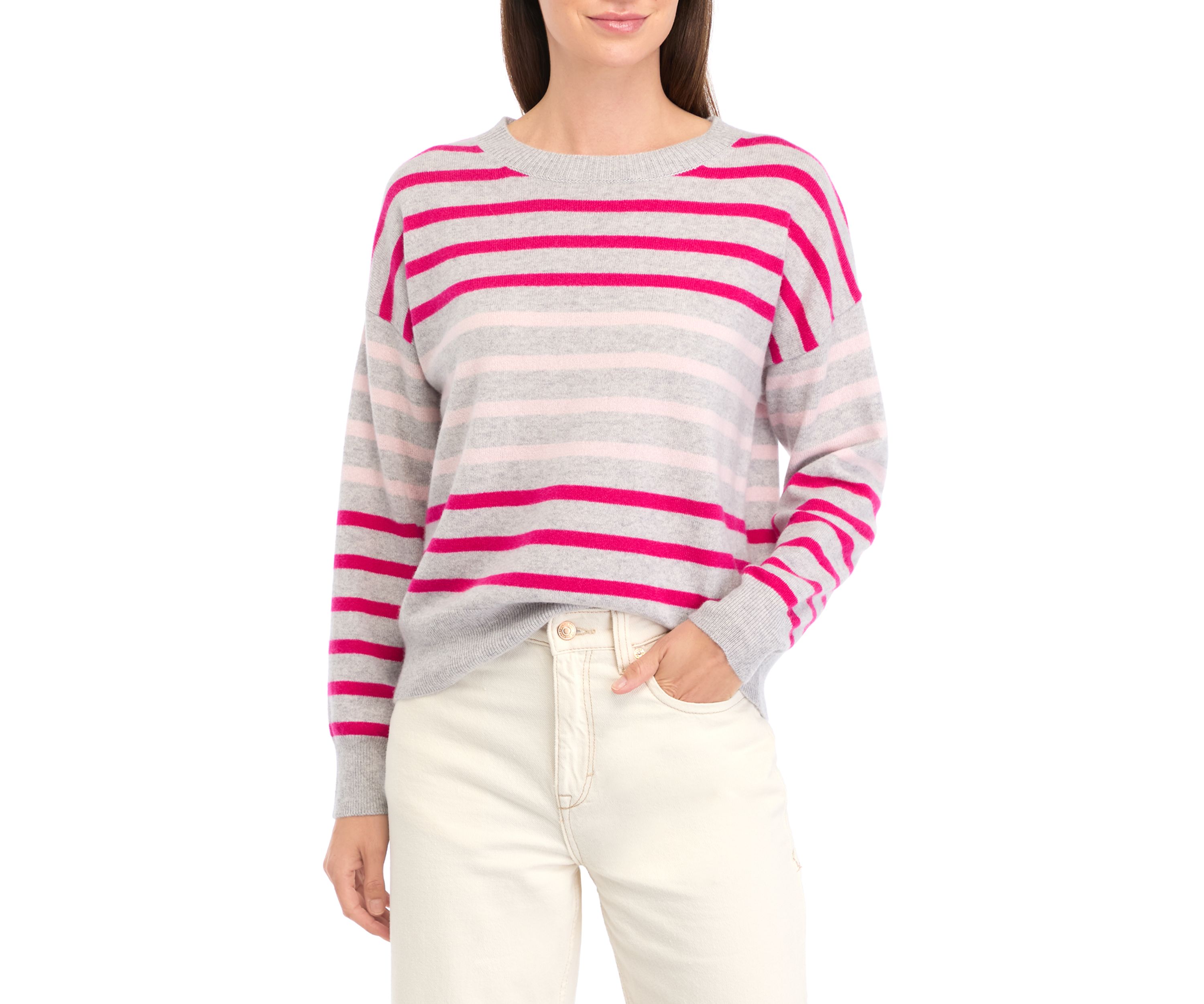 Womens Cashmere Striped Sweater 