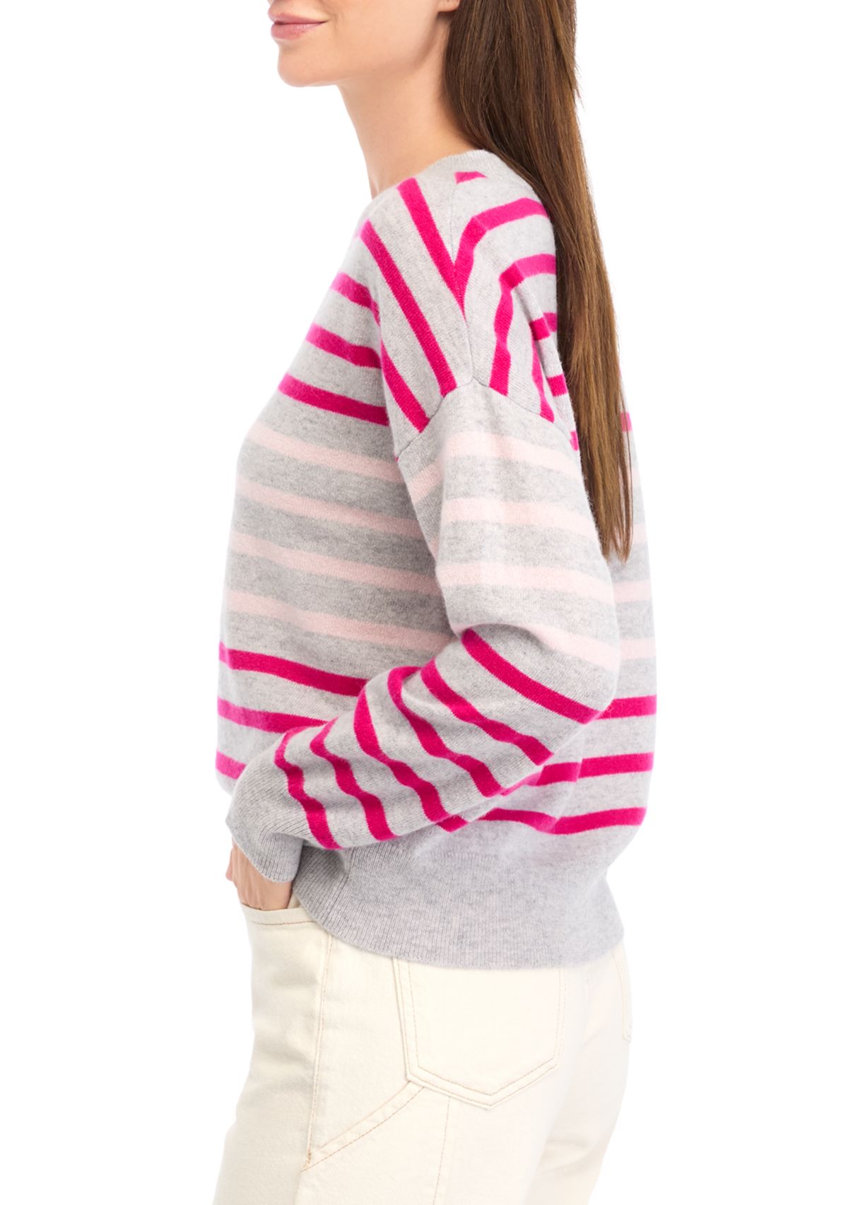 Womens Cashmere Striped Sweater 