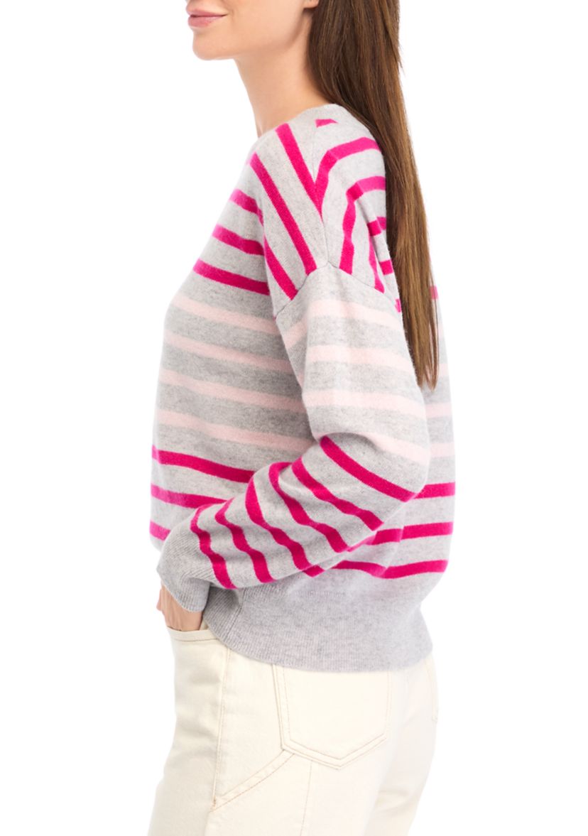 Womens Cashmere Striped Sweater 
