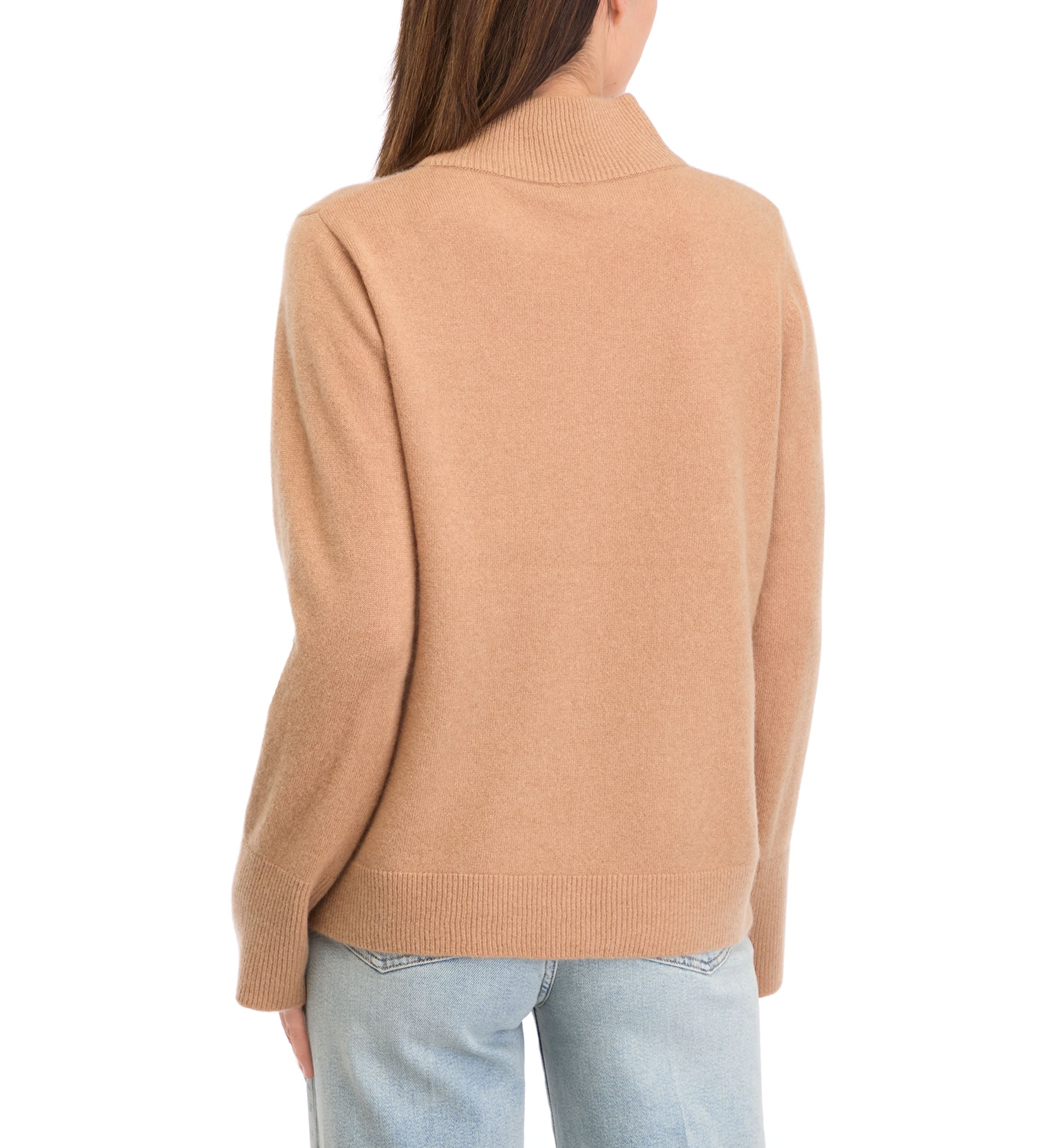 Womens Long Sleeve Color Block Mock Neck Sweater 
