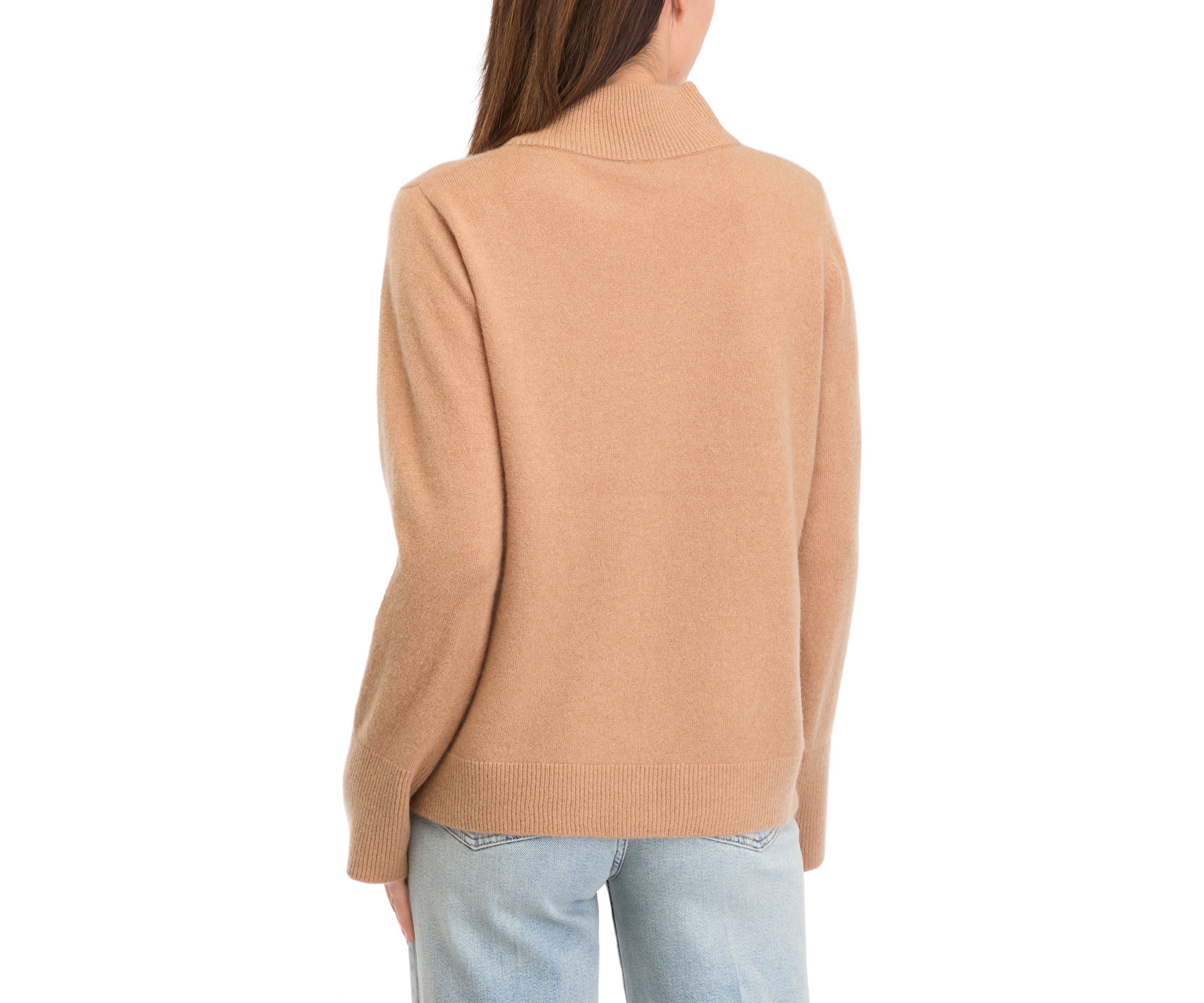 Womens Long Sleeve Color Block Mock Neck Sweater 