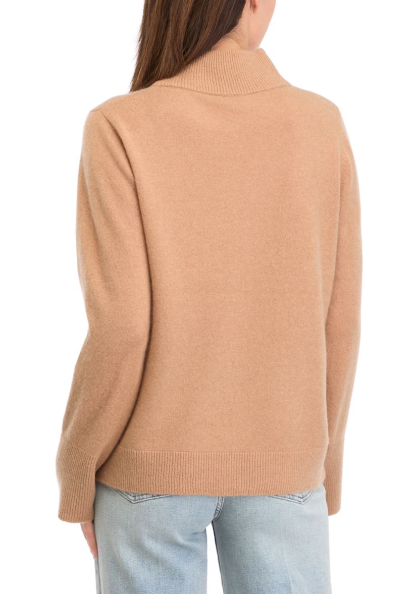 Womens Long Sleeve Color Block Mock Neck Sweater 