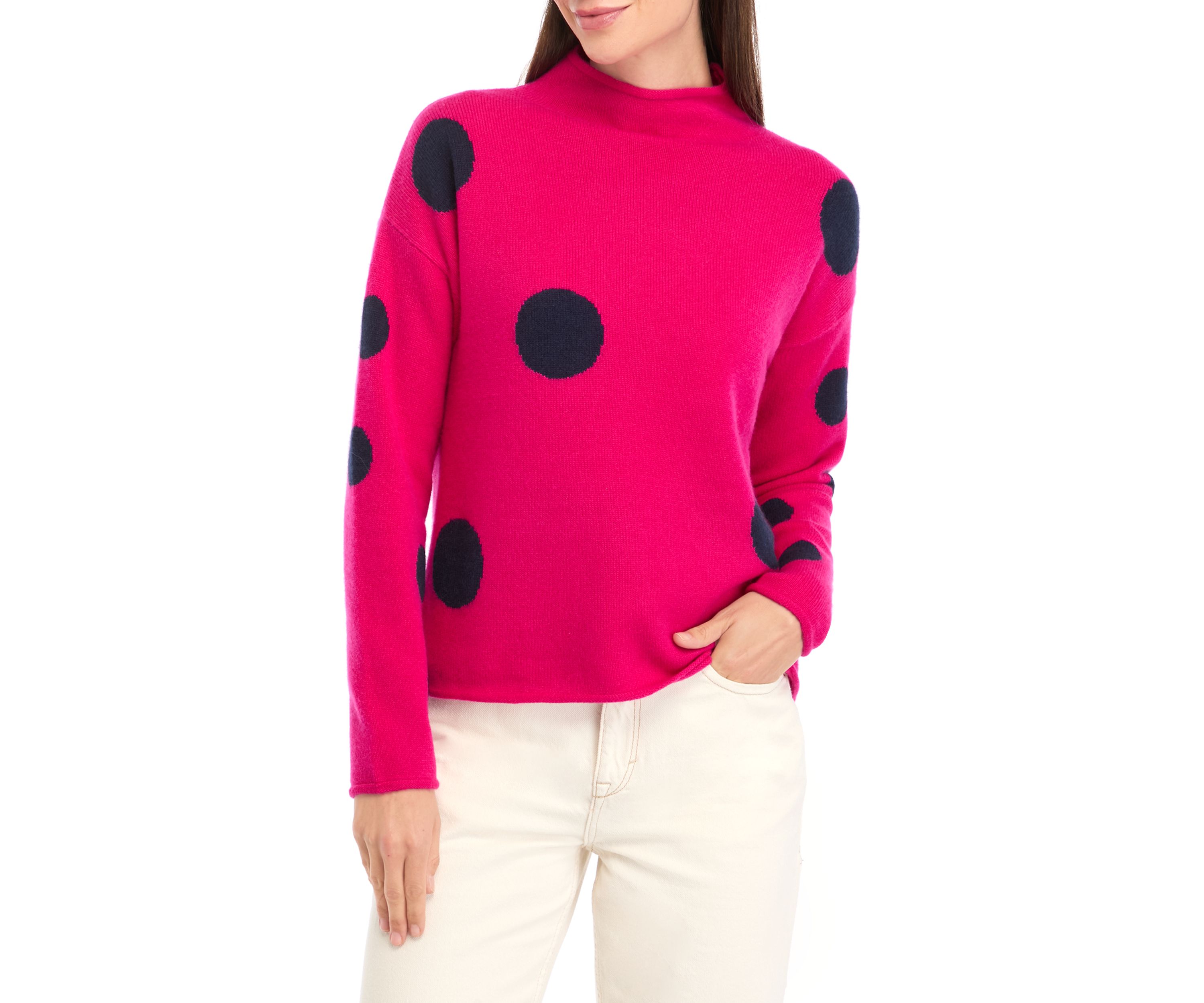 Womens Polka Dot Cashmere Sweater 