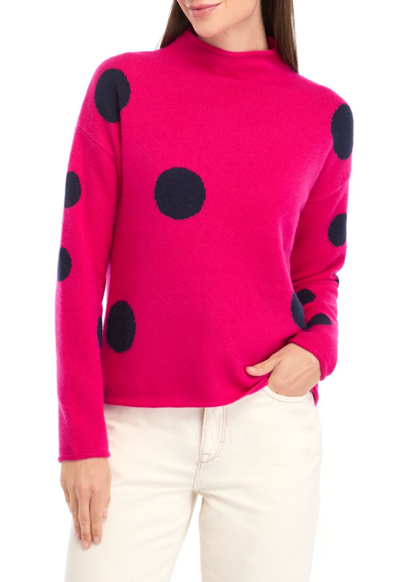 Womens Polka Dot Cashmere Sweater 