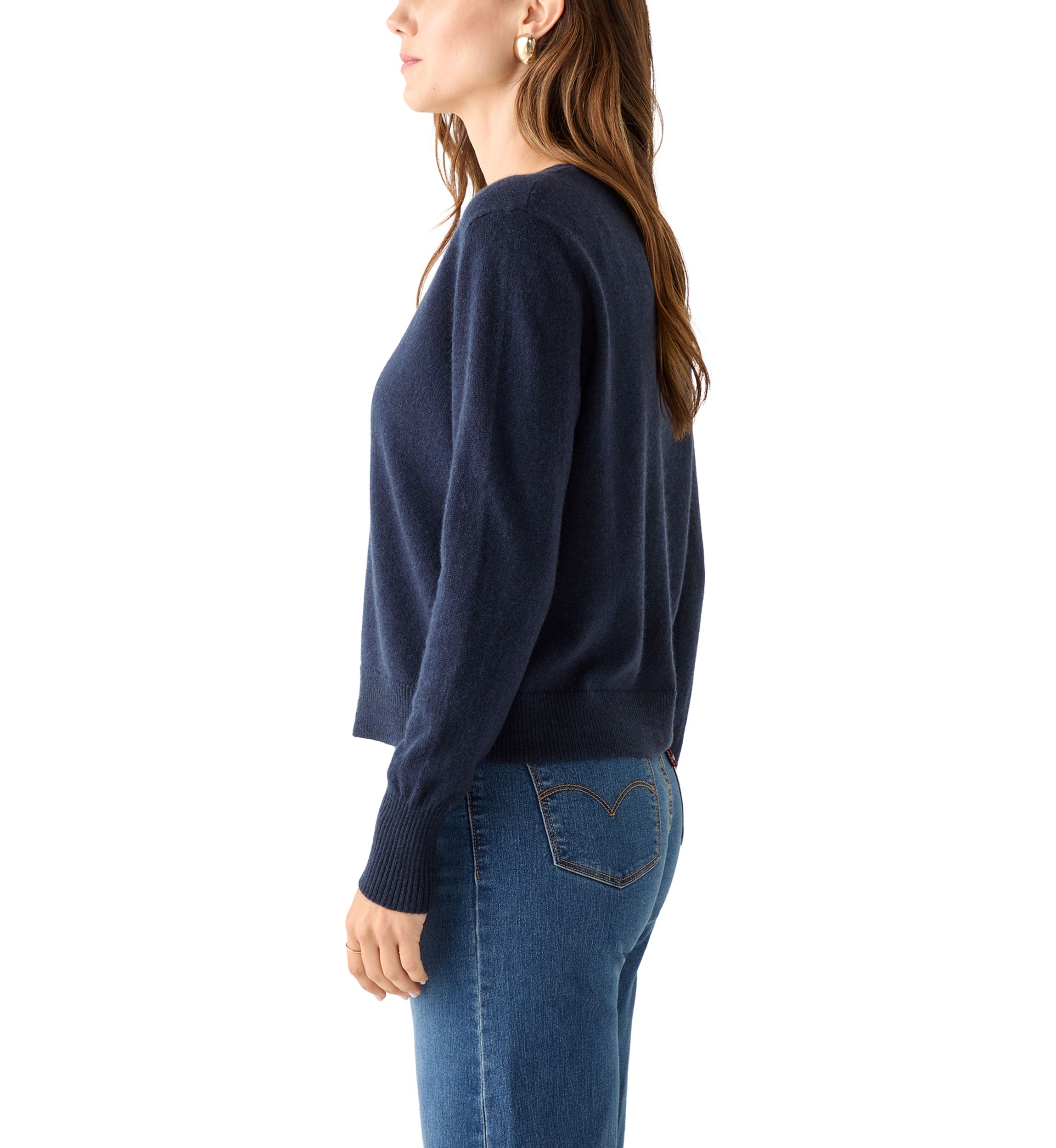 Womens V-Neck Button Front Cashmere Cardigan 