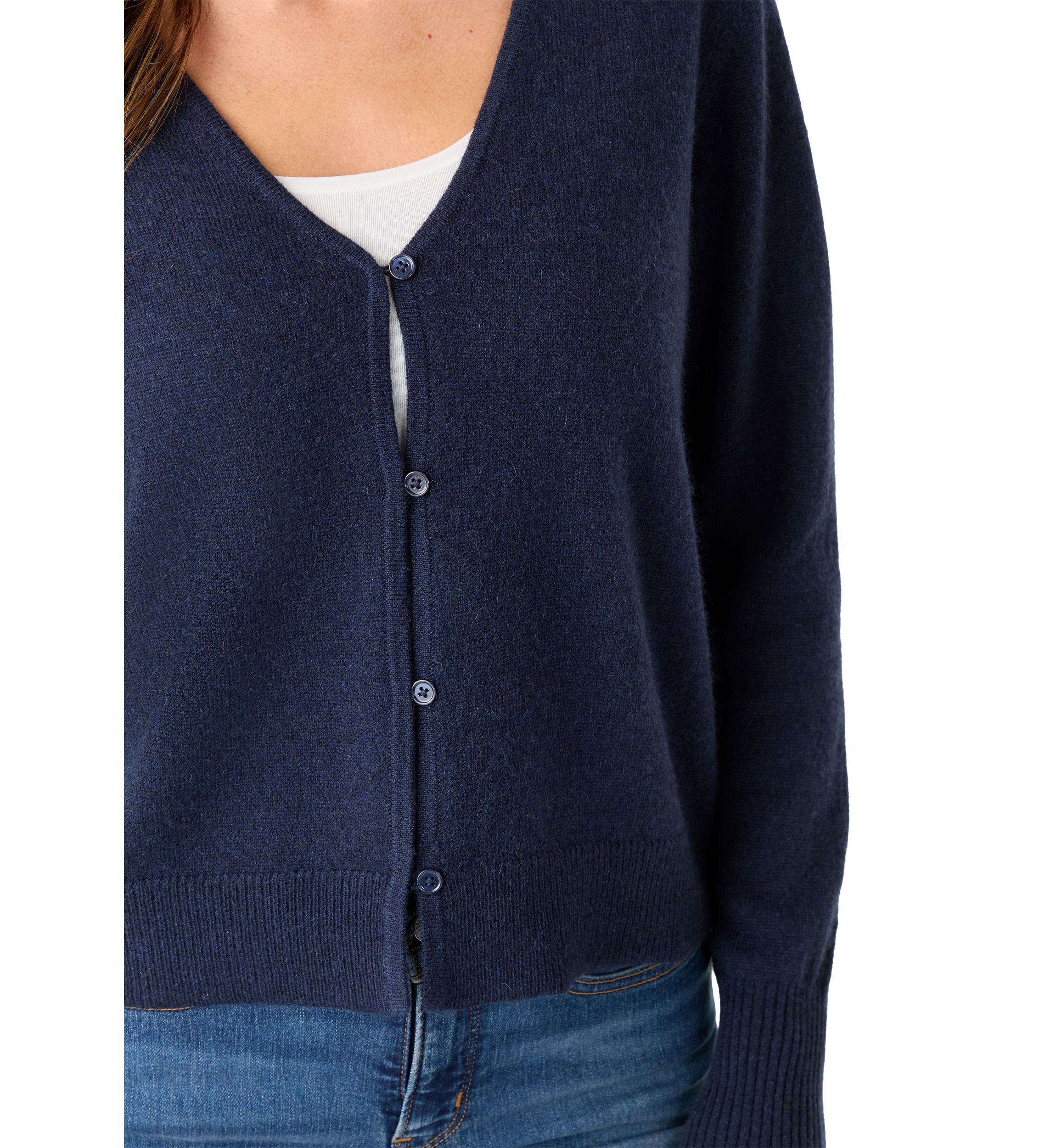 Womens V-Neck Button Front Cashmere Cardigan 